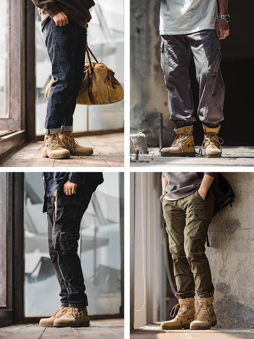 【马登男鞋】工装靴男靴秋季新款美式复古休闲高帮沙漠靴子棕色户外高帮登山靴 商品图4