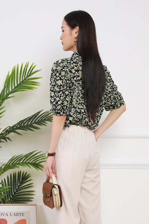 Le Malene 法式翻领碎花泡泡袖衬衫 12933 商品图3