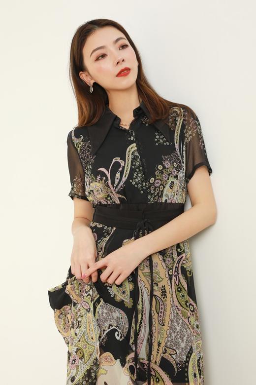 ELLA JADE 翻领收腰印花连衣裙 12771 商品图1