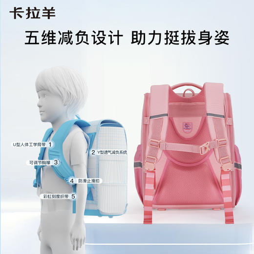 卡拉羊1-6年级18L/22L五维减负防下坠大嘴书包  龙少年CX2214+CX2687 商品图6