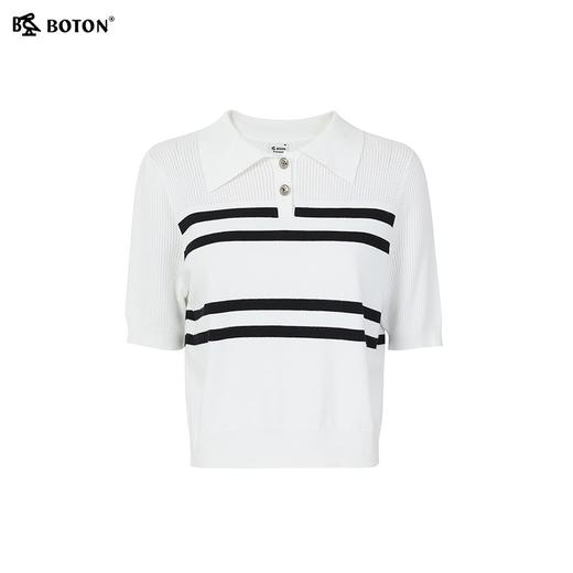 波顿女士春夏条纹T恤针织polo衫美式休闲高端短袖上衣LU108224 商品图4