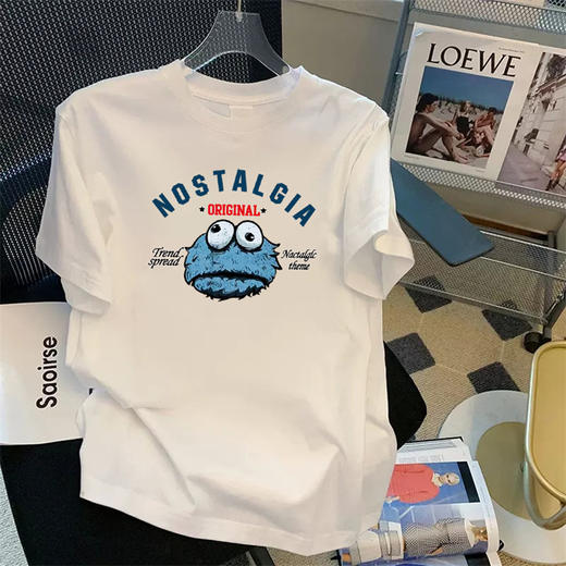 【情人节好礼！】夏季新款潮牌纯棉短袖T恤 潮牌男t恤 男士大码宽松圆领 印花韩版潮流上衣insT恤-QQ 商品图13