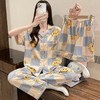 「数款可选！三件套」夏季新款三件套开衫睡衣 三眼仔睡衣女短袖春夏秋薄款上衣下装内衣夏天家居服套装 商品缩略图4