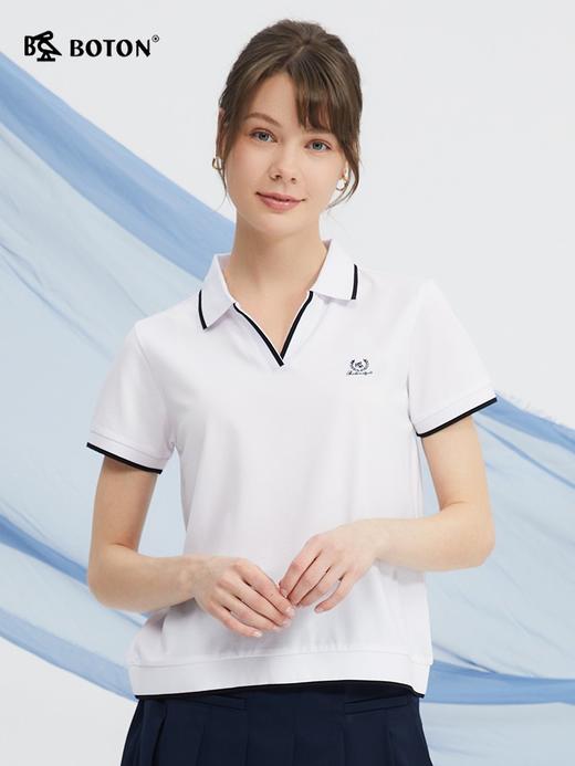 波顿夏季女士短袖高端美式休闲v领polo保罗衫短袖上衣LT316224 商品图5