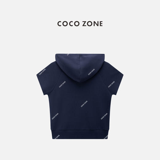 COCO ZONE "星星帽衫"夏季字母绣花短袖T恤抽绳连帽上衣CC2B1151 商品图1