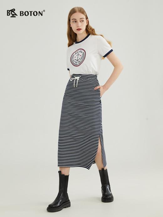 【简洁修身】波顿年春夏女士蓝色条纹半身长裙高端休闲LK217123 商品图4