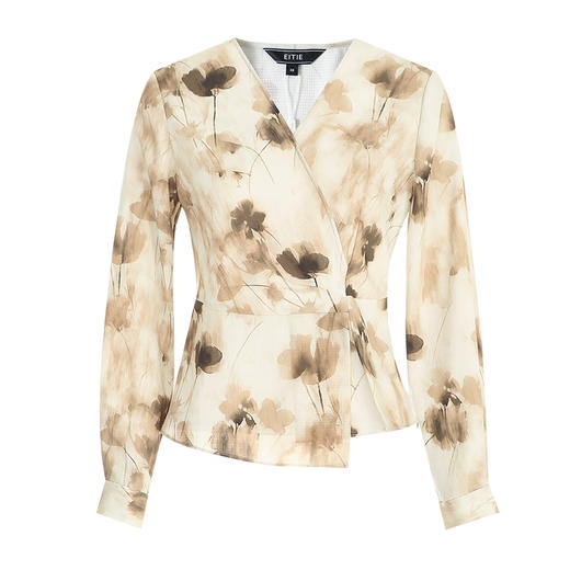 EITIE爱特爱优雅时尚V领收腰显瘦水墨印花衫上衣秋季新款C2413408 商品图5