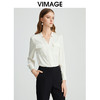 VIMAGE纬漫纪通勤OL气质V领直筒显瘦白色衬衫雪纺上衣秋新款VC2413402 商品缩略图0