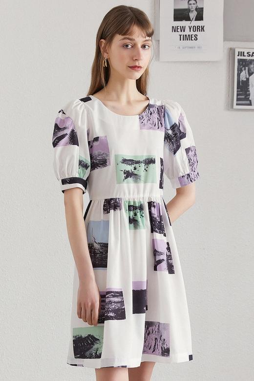 Y.SING衣香丽影 泡泡袖印花连衣裙 12470 商品图6