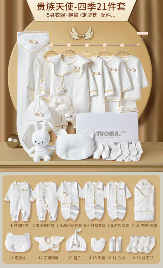 【贵族宠儿“天使”新生儿礼盒】婴儿衣服春秋新生儿礼盒初生套装刚出生宝宝满月见面礼物用品 商品图7