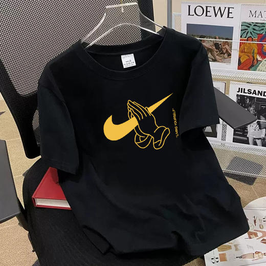 【情人节好礼！】夏季新款潮牌纯棉短袖T恤 潮牌男t恤 男士大码宽松圆领 印花韩版潮流上衣insT恤-QQ 商品图6