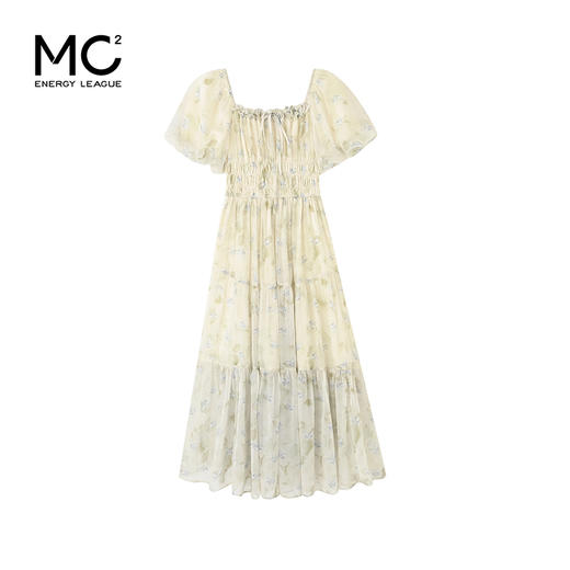 mc2一字领打揽印花长款连衣裙女装2024夏季新款时尚显白碎花裙 商品图3
