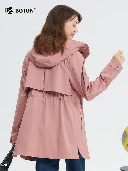 防水防油防污波顿春夏女士蜡粉色中长款风衣美式休闲外套LJ913124 商品图2