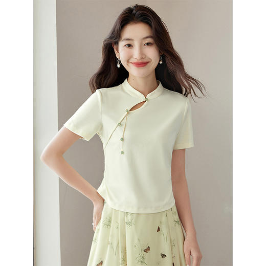 【专属特价】熙世界新中式斜襟短袖T恤改良马面裙半身裙两件套装夏国风女装 商品图1
