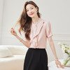 BMZ6798 2024年新款夏季设计感荷叶边圆领上衣时尚洋气职业衬衫女短袖衬衣 商品缩略图2