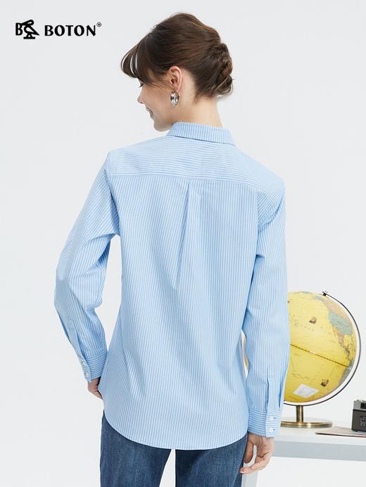 波顿女士春夏经典蓝白色条纹衬衫美式休闲高端衬衣LS003124 商品图2