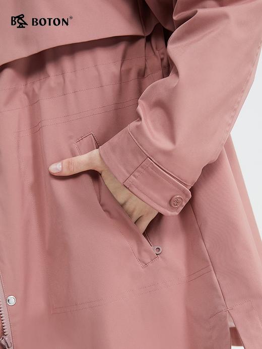 防水防油防污波顿春夏女士蜡粉色中长款风衣美式休闲外套LJ913124 商品图4