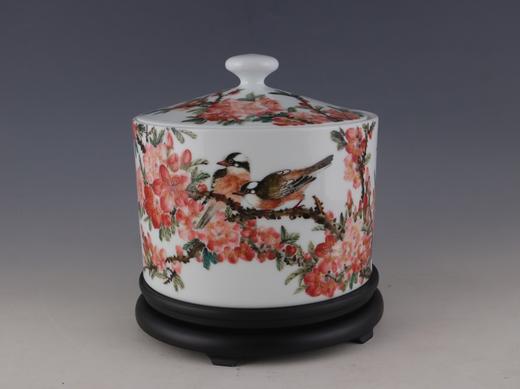 釉下五彩桃花普洱茶罐 商品图0