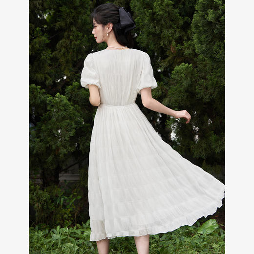 西遇法式温柔风连衣裙女夏季新款肌理感花苞袖垂感高级蛋糕裙D1040840 商品图4