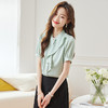 BMZ6798 2024年新款夏季设计感荷叶边圆领上衣时尚洋气职业衬衫女短袖衬衣 商品缩略图3