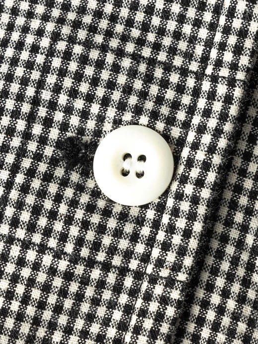 COCO ZONE "格系"复古格纹V领单排扣衬衫长袖休闲上衣CC2B1168 商品图5