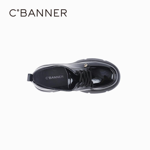 千百度牛津鞋厚底乐福鞋女款秋季增高深口JK黑色小皮鞋A24480381 商品图2