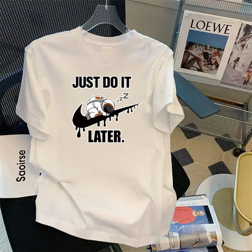 【情人节好礼！】夏季新款潮牌纯棉短袖T恤 潮牌男t恤 男士大码宽松圆领 印花韩版潮流上衣insT恤-QQ 商品图3