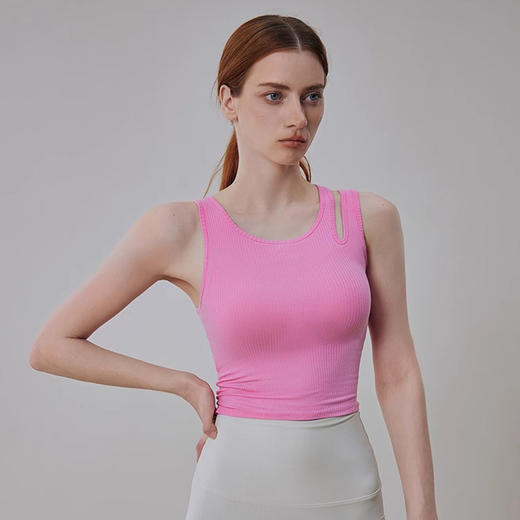 【限时秒】YOGACODE【火树银花系列】2024 罗纹运动上衣半固定胸垫健身服短袖T恤DST865 商品图3