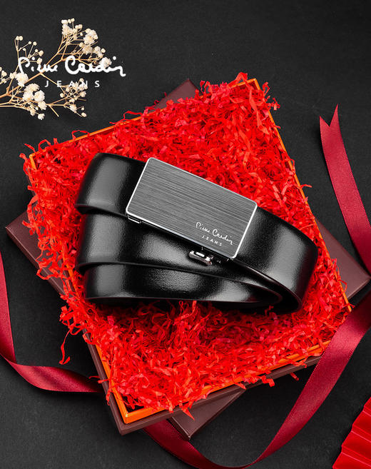 皮尔卡丹正品皮带男头层牛皮都市时尚腰带合金自动扣裤腰带商务牛皮裤带 商品图9