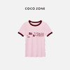 COCO ZONE "可悠T"夏季印花字母撞色短袖T恤简约百搭修身显瘦上衣CC1B0965 商品缩略图0