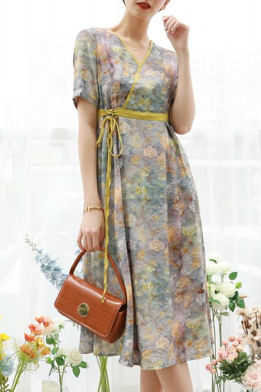 ELLA JADE 复古中国风系带碎花连衣裙 13065 商品图3