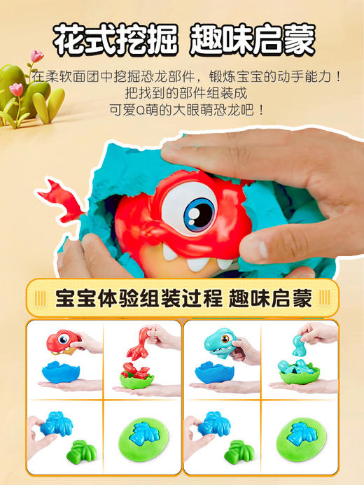 ZURU 爆裂小子恐龙大眼萌挖掘蛋 盲蛋盒橡皮泥男女孩儿童玩具礼物 3岁+ 商品图4