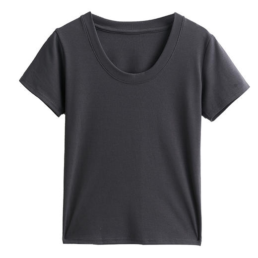 经典款纯棉圆领正肩短袖t恤女士2024新款T春夏季可外穿修身打底衫 商品图4