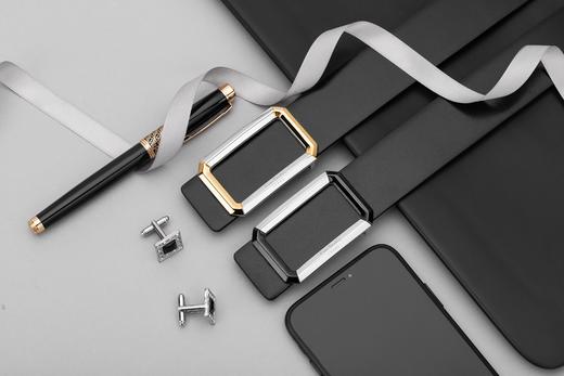 皮尔卡丹皮带男真皮都市休闲不锈钢板扣高级轻奢裤腰带商务牛皮裤带 商品图0