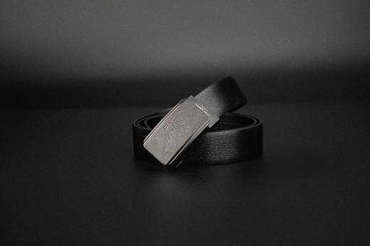 皮尔卡丹皮带男真皮腰带不锈钢高级感花纹自动扣格子个性裤腰带商务牛皮裤带 商品图9