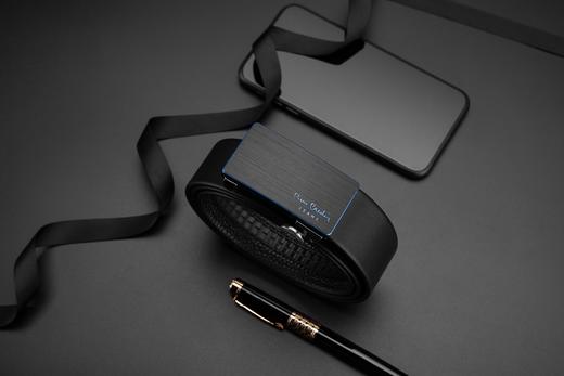 皮尔卡丹皮带男真皮合金自动扣高级轻奢黑蓝色裤腰带商务牛皮裤带 商品图10