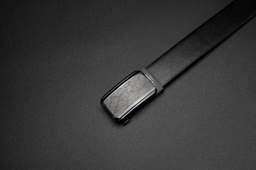 皮尔卡丹皮带男真皮腰带不锈钢高级感花纹自动扣格子个性裤腰带商务牛皮裤带 商品图3