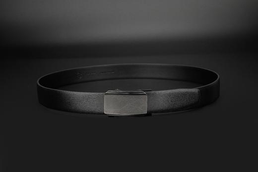 皮尔卡丹皮带男真皮腰带不锈钢高级感花纹自动扣格子个性裤腰带商务牛皮裤带 商品图2