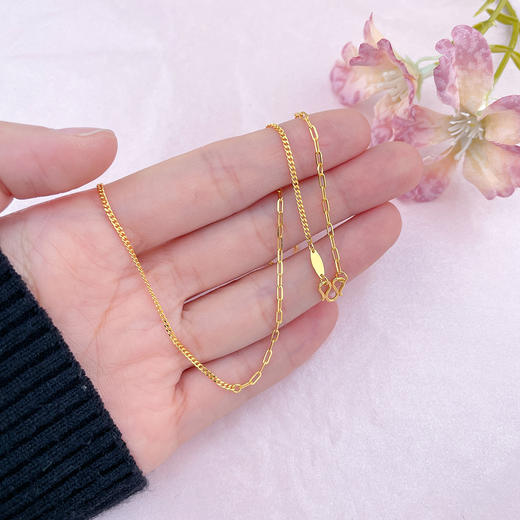 【限时克减150元】足金999 5G黄金17-18寸调节AB链十字间侧身项链(AG5GXL00015)（预售产品下单后不退款不退货不换货不补差价） 商品图2