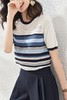 OSA欧莎 圆领清爽条纹针织上衣 12668 商品缩略图4