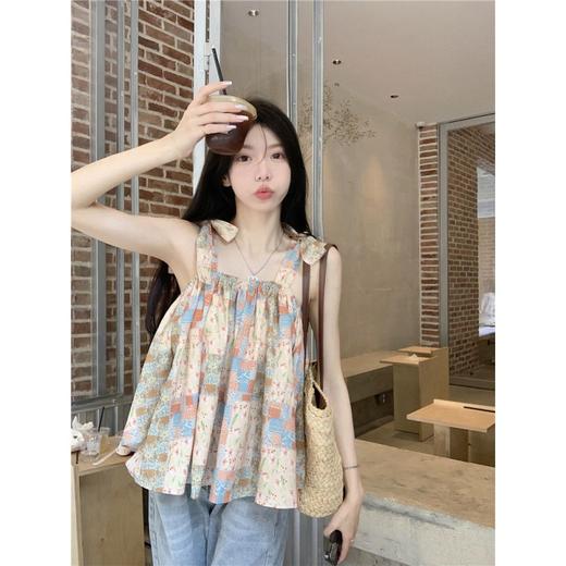 【法式设计感印花吊带背心女】夏季新款 宽松无袖短款上衣 小清新 商品图2