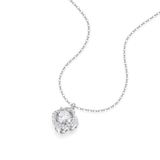 卡蒂罗/KADER 繁花之心项链 925银莫桑石幸运四叶草造型大颗锆石满钻可调节锁骨链 璀璨夺目闪耀配饰 女友520 商品图1