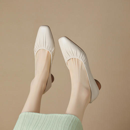 【预售5天】韩版里外真皮简约通勤超软舒适浅口方头工作女鞋YS&9623-1 商品图1