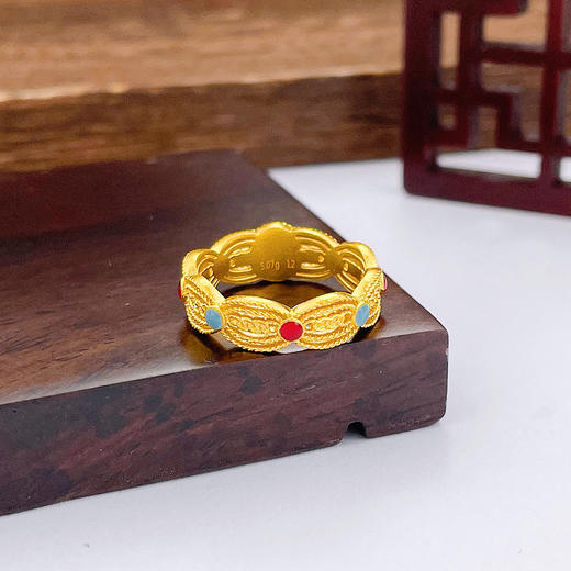 【限时克减150元】足金999 #宫廷风 古法固口宫廷风镂空低温珐琅花丝女戒(YGFJZ00030)（预售产品下单后不退款不退货不换货不补差价（预售产品下单后不退款不退货不换货不补差价 商品图2