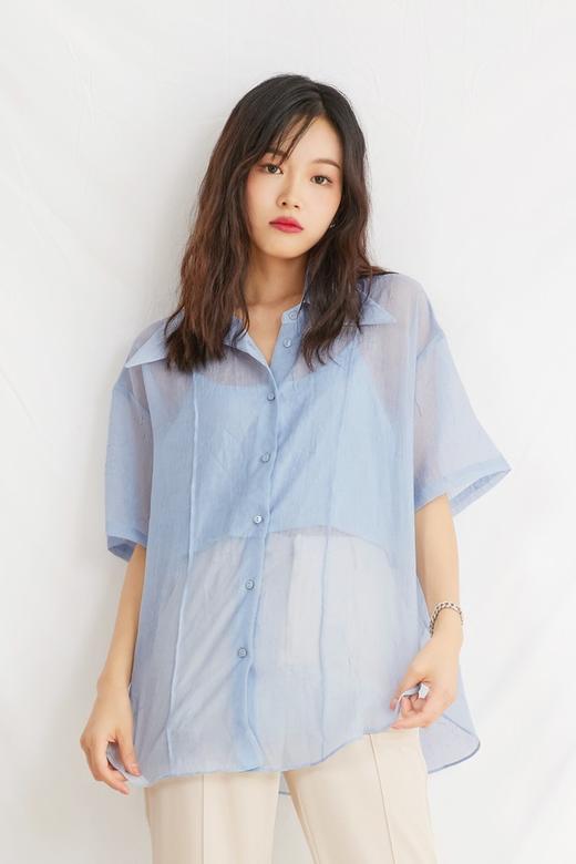 ESTELLICA 机理感宽松大翻领短袖衬衫 13077 商品图0