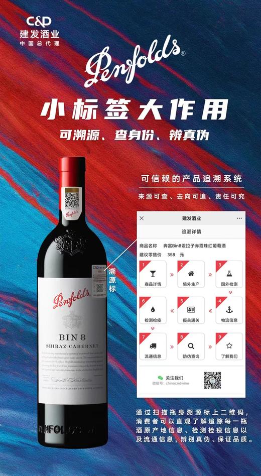 【仅供集采】奔富（Penfolds）BIN8设拉子赤霞珠干红葡萄酒  750ml*6支木塞 箱装 商品图1