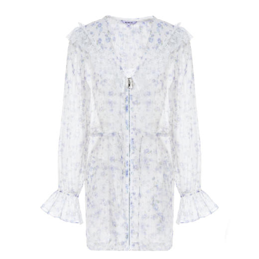 法式欧根纱薄外套紫色碎花收腰设计感MS88JA255 商品图3