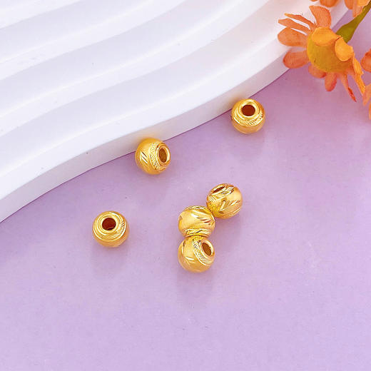 【定价黄金】足金 【无成色字印】3D硬金散珠转运珠空心车花圆珠转运金珠路路通手串配件Diy手串配件/6粒(V3DSC00389)（预售产品下单后不退款不退货不换货不补差价） 商品图0