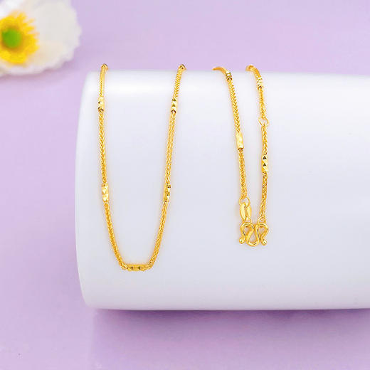 【限时克减150元】足金999 5G黄金17-18寸调节肖邦间筒项链(AG5GXL00018-3)补差价）补差价）预售产品下单后不退款不退货不换货不补差价 商品图0