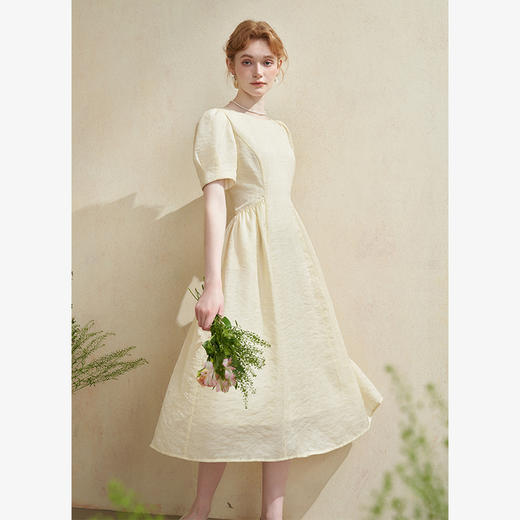 法式优雅简约连衣裙女气质高级感A字泡泡袖连衣裙V0041929 商品图3